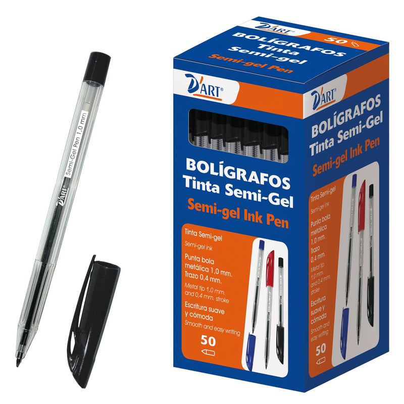 Caja de 50 Bolígrafos D'Art 79466 de Tinta Semi-Gel 1,0 mm Negro
