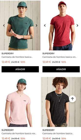 Camiseta algodón marca Superdry hombre varios colores y modelos [ Envio a Supercor 1 euro ]
