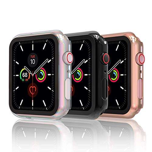 3 Fundas Apple Watch 40mm con cristal templado (negro, transparente y  dorado)[más descripción] » Chollometro