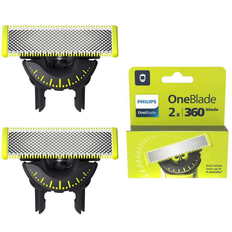 Philips OneBlade 360, Cuchillas de Repuesto Originales, Compatible con todos los Philips OneBlade, Pack de 2 unidades, QP420/60