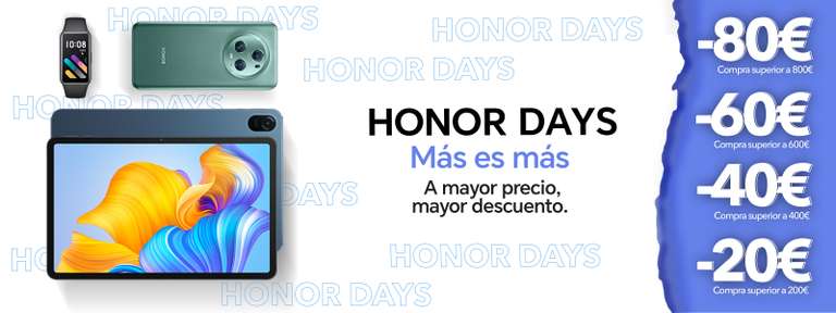 Honor Days, Más es más / A mayor precio mayor descuento + cupón 5% de descuento ABC005
