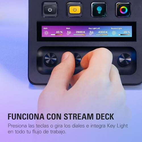 Elgato Key Light - 2800 lúmenes, con soporte de escritorio para streaming, grabación y videoconferencia, temperatura y brillo ajustables