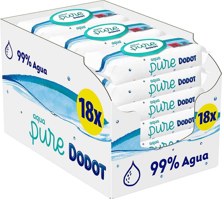 18X paquetes Toallitas Dodot Aqua pure 20,72€ [compra recurrente]
