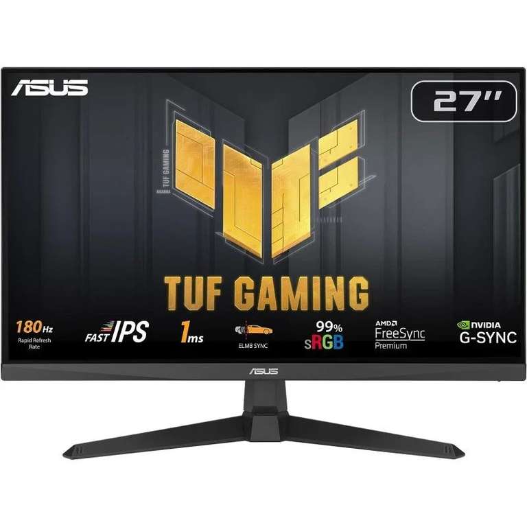 ASUS TUF Gaming VG279Q3A - Monitor 27" LED IPS FullHD (1920x1080) 180Hz, 1ms (GTG), HDMI 2.0, DisplayPort 1.2, G-SYNC/AMD FreeSync Premium