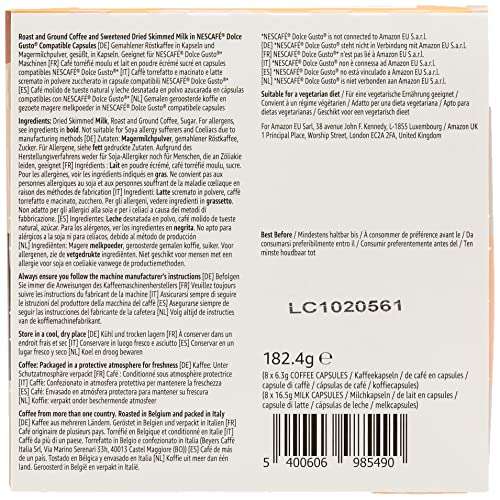 Solimo Marca Amazon - Dolce Gusto CAPPUCCINO - Certificada UTZ - 96 Cápsulas (6 Paquetes x 16)