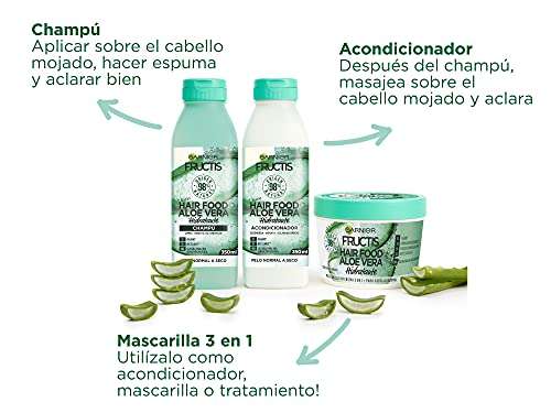 Garnier Fructis Pack Champú + Acondicionador + Mascarilla para Pelo Normal a Seco