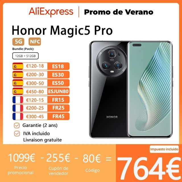 Honor Magic5 Pro 12/256GB desde España => 764€