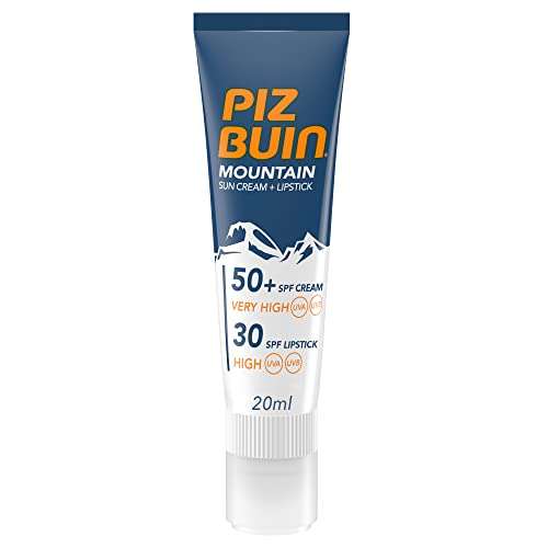 Piz Buin Mountain SPF30, Protección Para Deportes De Invierno, Crema Facial 20 ml + Stick Labial 2.3 ml