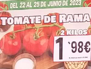 2 kilos de tomate rama a 1,98 € (El kilo sale a 0,99 €)