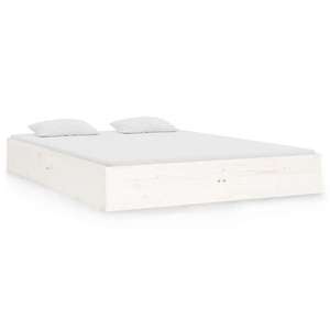 Estructura de cama madera maciza blanca 135x190 cm