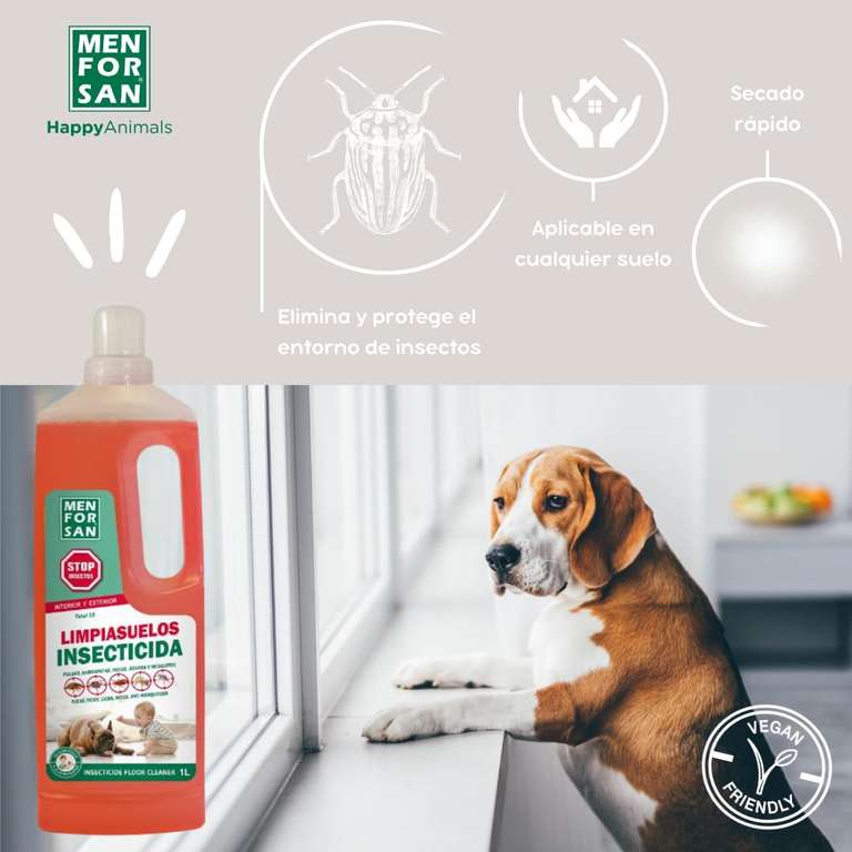 Menforsan Total 10, Limpiasuelos Insecticida, Elimina y Protege el Entorno de la Mascota y el Hogar, para Interior y Exterior (5L)
