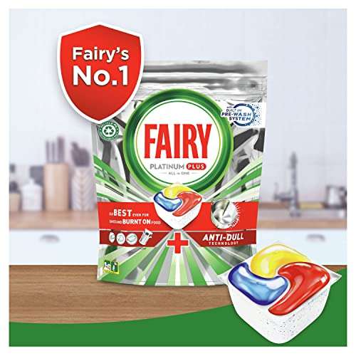 Fairy Platinum Plus(0,24€/ud) Todo en Uno Pastillas Lavavajillas, 100 Capsulas Lavavajillas (5 x 20),Fragancia Limon