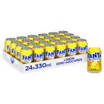Fanta Limón Zero Azúcar, Refresco de Limón Elaborado a partir de Zumo, Bajo en Calorías- Lata 330 ml Pack de 24