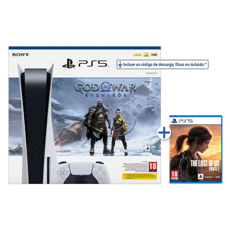 PS5 + descarga GOW Ragnarok + Juego físico The Last of Us Parte 1