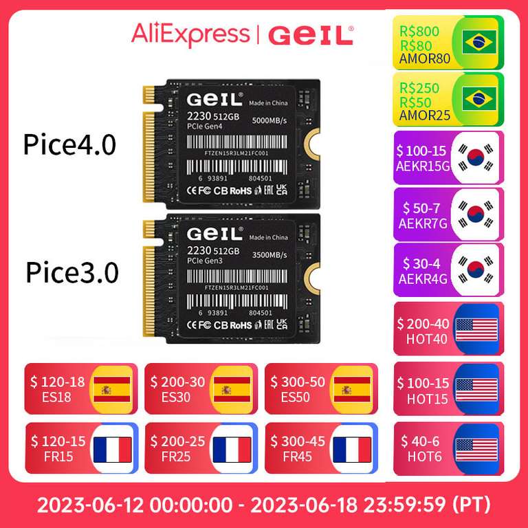 SSD 512GB GeIL P4L M.2 2230 NVMe PCIe [Steam Deck]