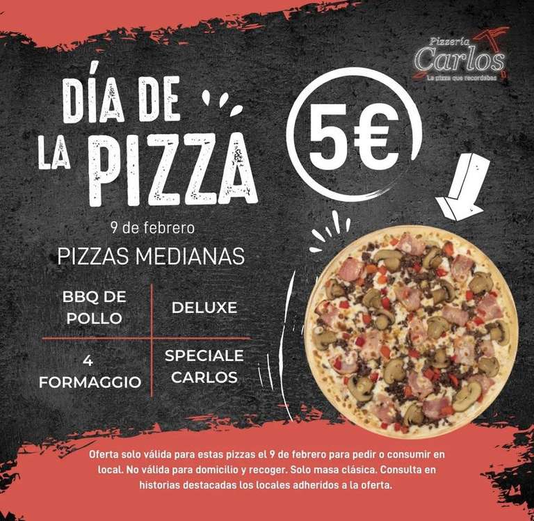 Pizzería Carlos 5€