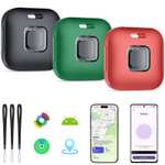 2026 [Certificado por Apple y Google] Tracker Tags Paquete de 3 (Noir&Rouge&Vert), Hoxe Bluetooth Smart Tag Localizador Soporte