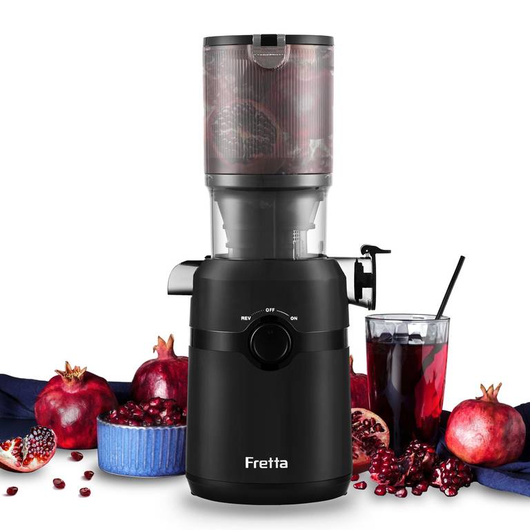 Fretta Extractor de Zumos y Verduras, Apertura de 108MM y Capacidad de 1L, Licuadora Prensado en Frio