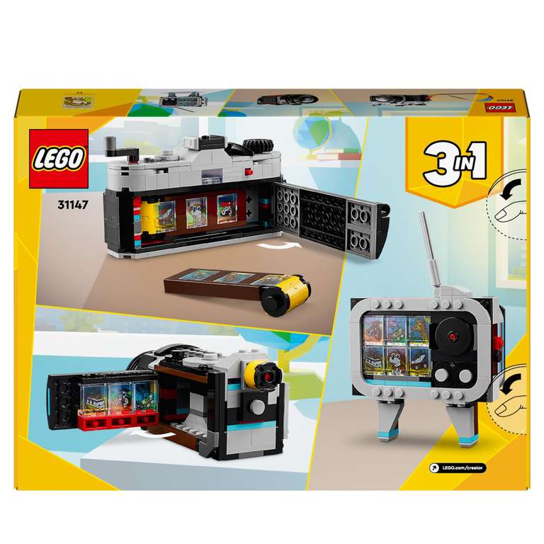 LEGO Creator 3 en 1 Cámara Retro de Juguete Convertible en Videocámara y Televisor