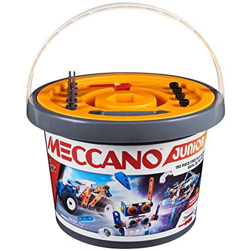 MECCANO Junior - Cubo 150 Piezas - Kit de construcción de Modelo Steam de 150 Piezas para Juego Libre - 6055102 - Juguetes Niños 5 años +