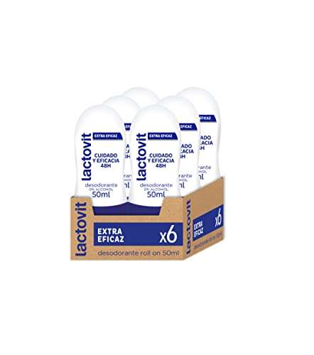 Lactovit Desodorante Roll On Extra Eficaz Protección Inteligente, Anti-Irritaciones y 48H de Eficacia, 6