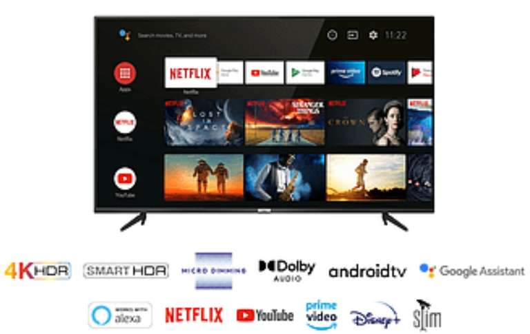 TV LED 55" - TCL 55P5618, UHD, 4K HDR, Android TV, Micro Dimming, Dolby Audio, HDR10, Diseño sin marcos, Negro
