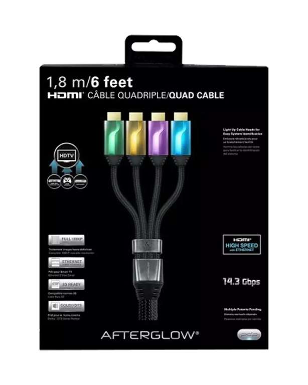 Set de 4 Cables HDMI 6' AfterGlow (Verde/Dorado/Lila/Azul)