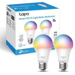 TP-Link Tapo L530E, 2 Bombillas LED inteligente Wi-Fi, multicolor, regulable, E27, 8.7 W