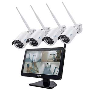 Kit de videovigilancia PNI House WiFi650: 4 cámaras Full HD Wi-Fi P2P y Monitor LCD de 12 Pulgadas