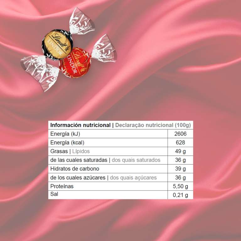 Bolsa de 1kg de bombones LINDT variados: chocolate negro 70%, doble chocolate, caramelo sal y relleno de chocolate cremoso