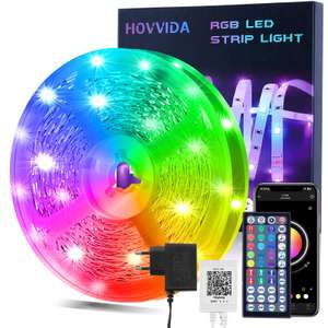 Tira LED RGB 15M, 450 LED, APP y Mando a distancia, Modo de Música (20m --> 7,64€)