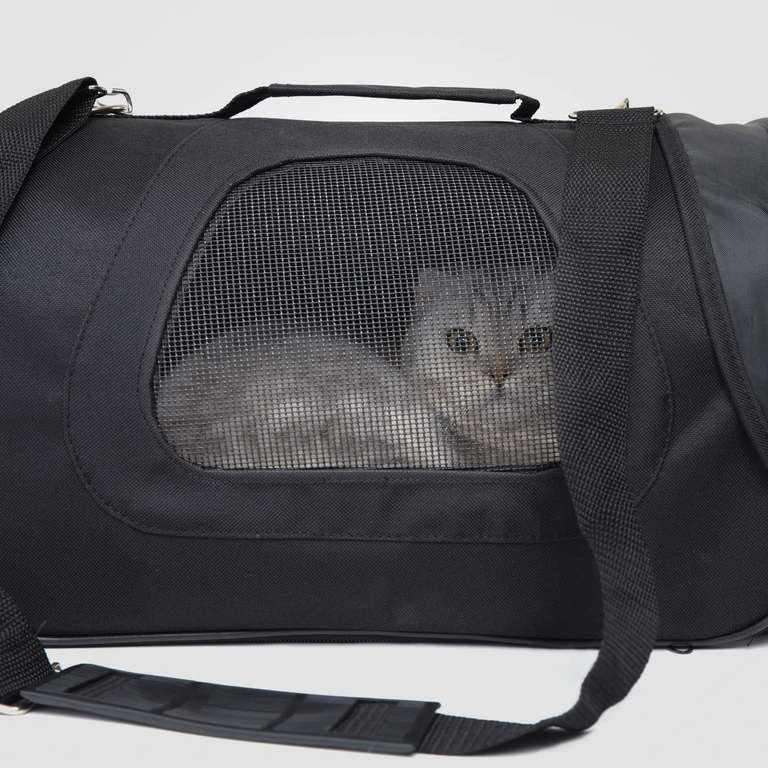 Nobleza - Bolso Transportín de Viaje Plegable para Perros y Gatos, Tela Oxford, Color Negro, Talla M, (40 * 23 * 24) cm