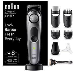 Braun Series 7 BT7420 recortadora de barba con ProBlade, dial de precisión, 8 accesorios de barbero, 100 minutos de autonomía, gris