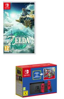 Pack Nintendo Switch V2 + Mario Odyssey + Pegatinas Película Super Mario + The Legend of Zelda : Tears of the Kingdom