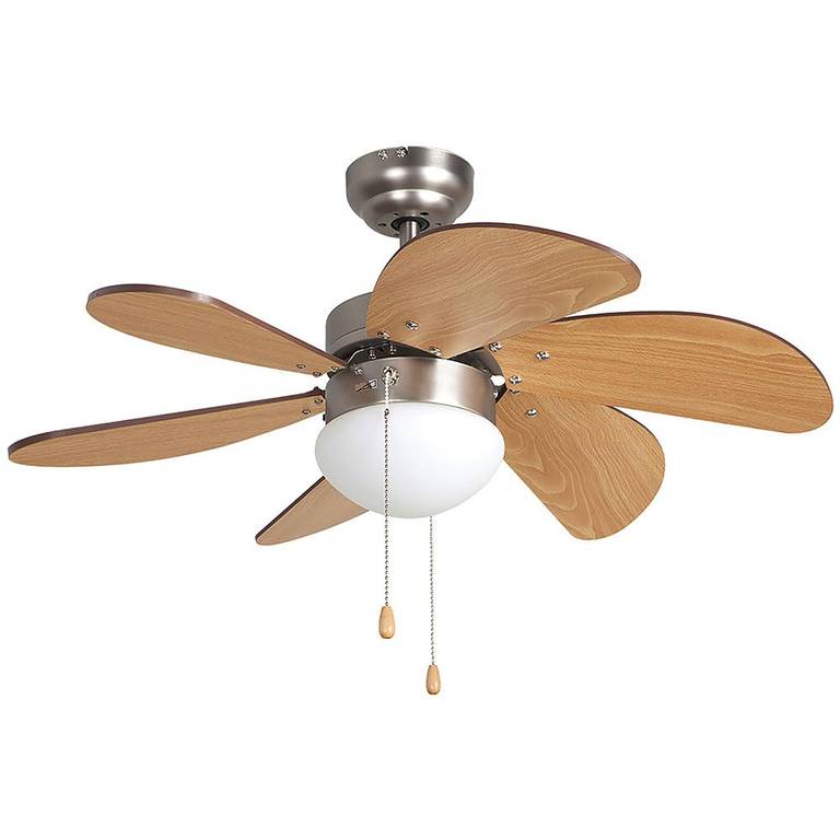 Orbegozo CP 15075N Ventilador de techo con luz 50 W, 3 velocidades, 6 aspas de madera, Sistema de ventilación reversible,