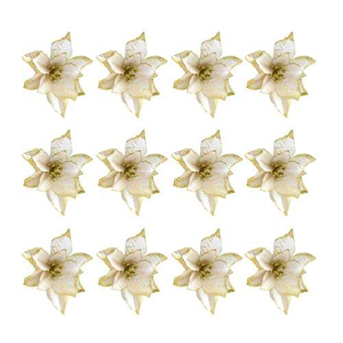 24pcs Glitter Poinsettia Adornos para árboles de Navidad.o para otra ocasión (color oro y también plata)
