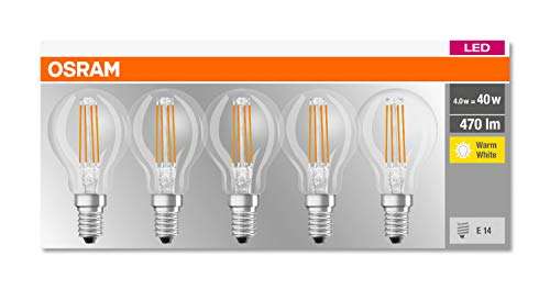 Osram Classic - Lámpara LED (4 W, E14, A++, 470 lm, 15000 h, Blanco cálido)