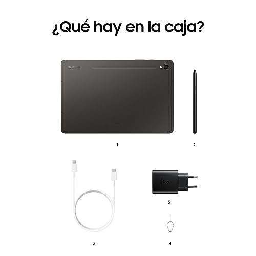 Samsung Galaxy Tab S9, 256 GB, WiFi + Cargador 45W - Tablet Android, Ranura MicroSD, S Pen Incluido, Gris (Versión Española)