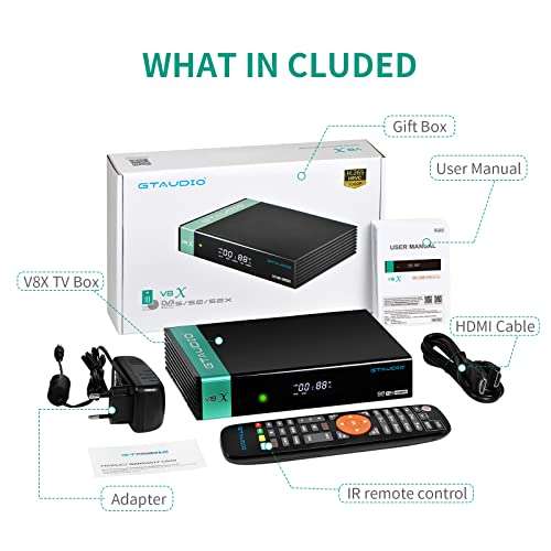 V8X Gtaudio, Receptor de TV por Satelite DVB-S/S2/S2X /Decodificador de satélite Full HD 1080P HEVC H.265 /Wi-Fi Integrado