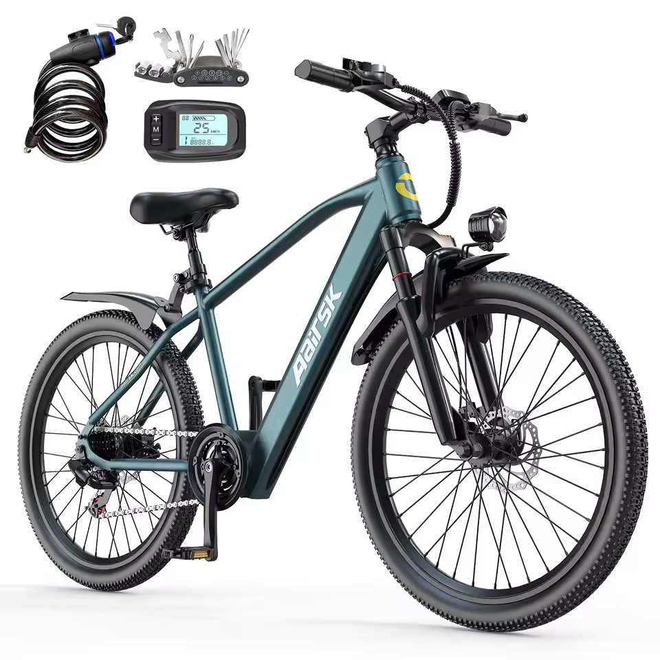 Bicicleta eléctrica de montaña 26", motor sin escobillas de 250W, batería de 36V 10Ah 468Wh, bicicleta eléctrica de 25 km/h y 7 velocidades
