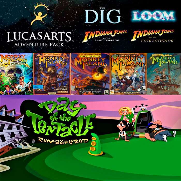 STEAM :: LucasArts Adventure Pack, Sagas (Monkey Island, Fallout, Risk of Rain, Men of War), Duke Nukem, Day of the Tentacle Remastered