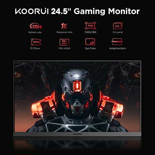 KOORUI 24.5" Monitor, FHD Gaming Monitor Full HD (1920 x 1080) VA, 1 ms