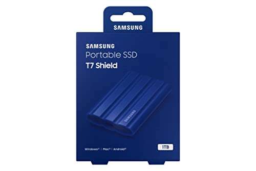 SAMSUNG T7 Shield SSD Portátil 1TB, USB 3.2 Gen.2, SSD Externo, Azul (MU-PE1T0R/EU)
