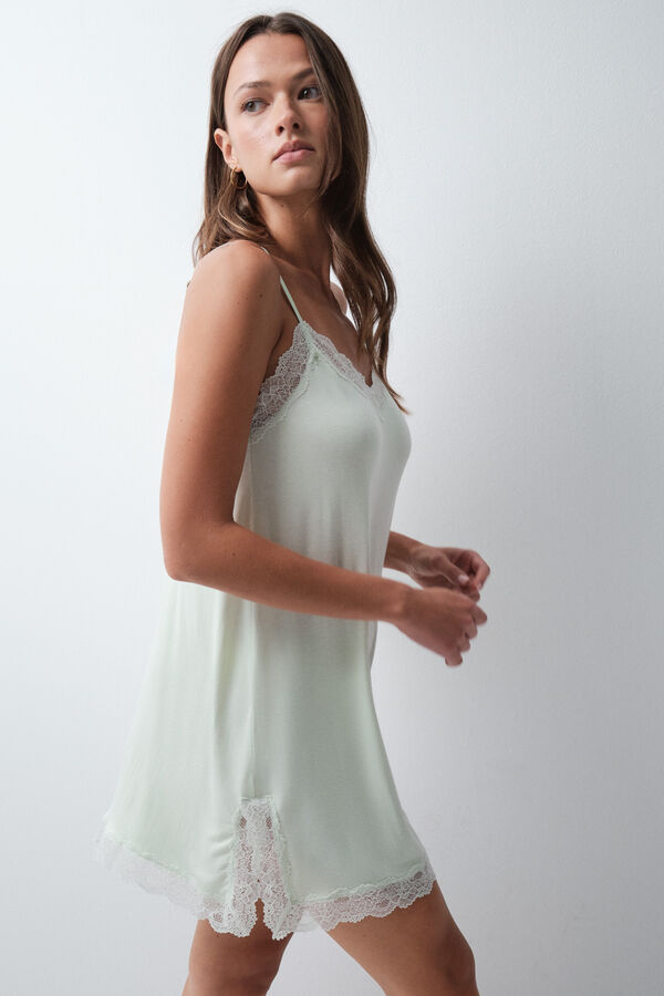 Camisón corto tirantes verde menta, tallas S a XXL