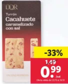 Turrón blando de cacahuete caramelizado con sal a sólo 0.99€!! 22/12 en tiendas Lidl