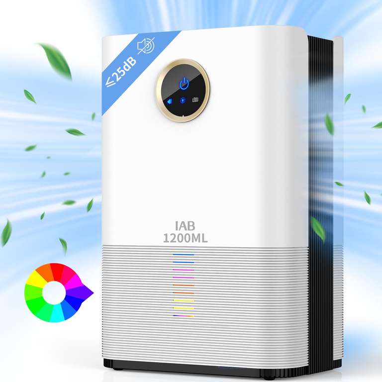 Deshumidificador eléctrico de 1200 ml para el hogar, 5 colores LED,  pantalla digital, deshumidificador portátil » Chollometro