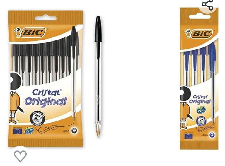 Bolígrafos punta media, 1.0 mm, Blíster de 10 unidades, Negro + Bolígrafo de punta redonda, color azul, pack de 4 unidades