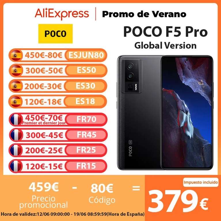 POCO F5 Pro 8/256 GB Versión Global (Envio desde ESPAÑA)