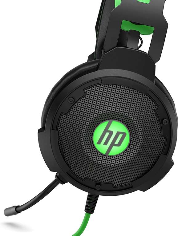 HP Pavilion 600 - Auriculares de Gaming con Cable (Sonido Envolvente 7.1, Micrófono con Banda Ajustable), Color Negro y Verde