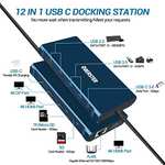 Docking Station USB C Dual HDMI, 12 en 1